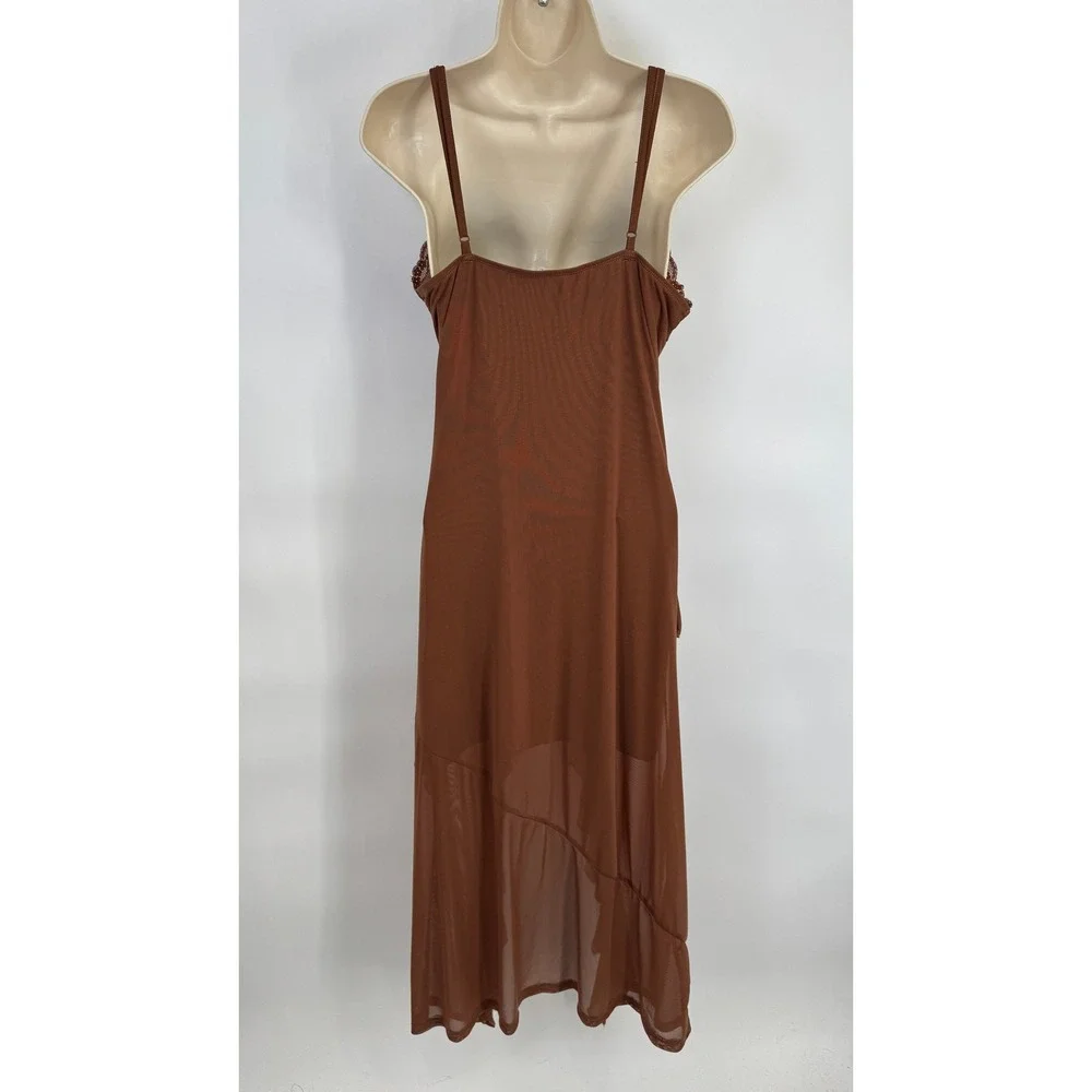 Shein Asymmetrical Fairy Dress Womens Large Brown Ruffle Layered Lace Trim